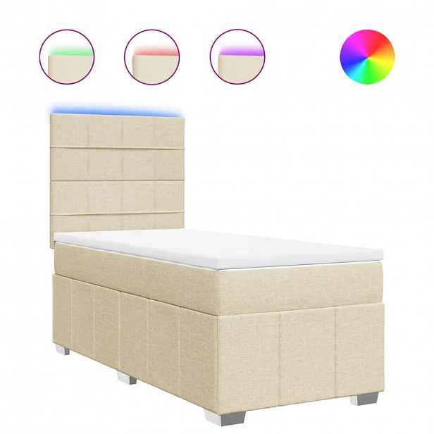 vidaXL Box spring postel s matrací krémová 80 x 200 cm textil