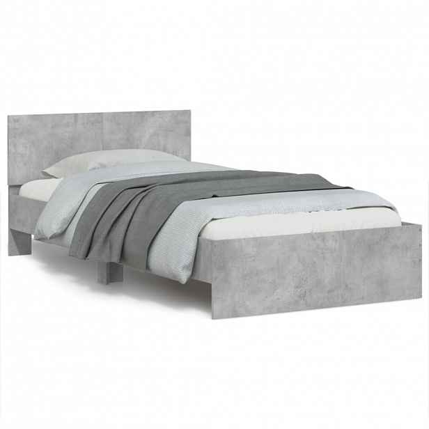 vidaXL Rám postele s čelem betonově šedý 100 x 200 cm kompozitní dřevo