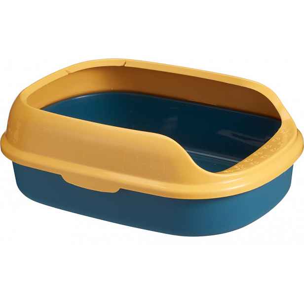 Kočičí toaleta s vysokým okrajem Clark 40x29 cm, modrá/zelená