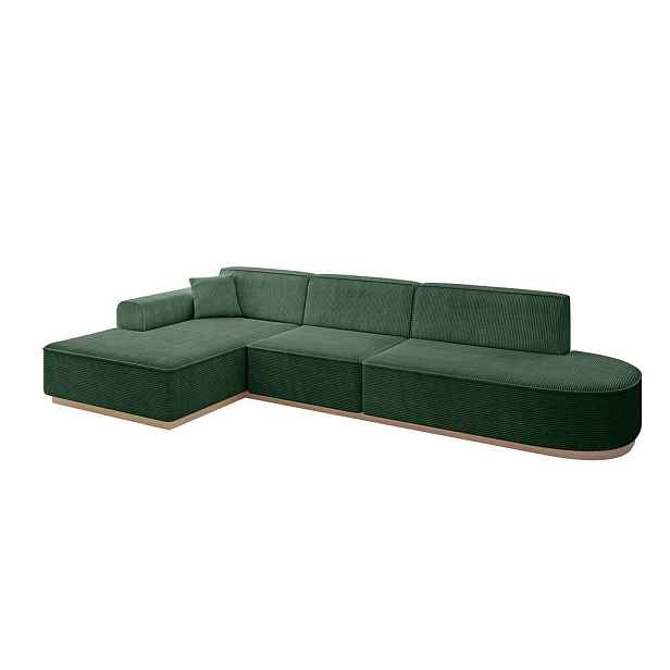 ALTDECOR ROHOVÁ SEDAČKA s otomanem, levá IREA-L2 327x165x80 Zelená Manšestr