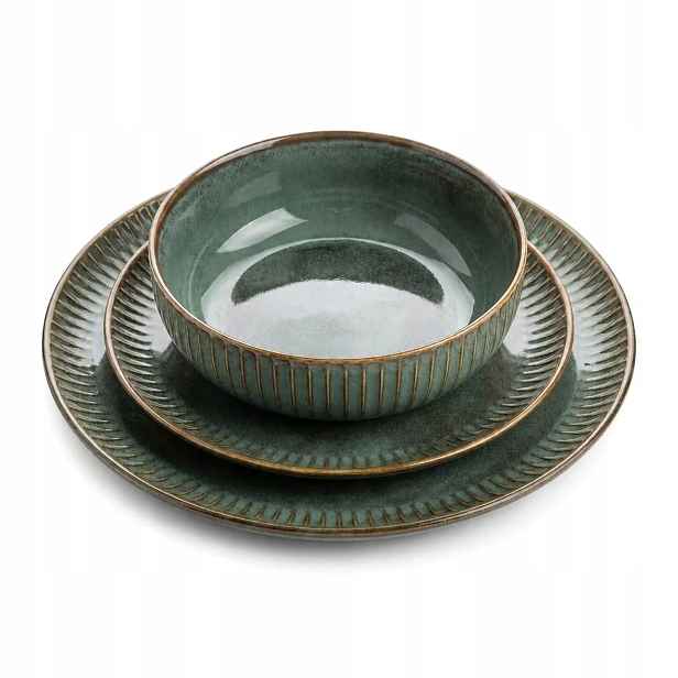 Stolní nádobí pro 6 osob Jídelní Servis Porcelán 18 dílů Reactive Sage