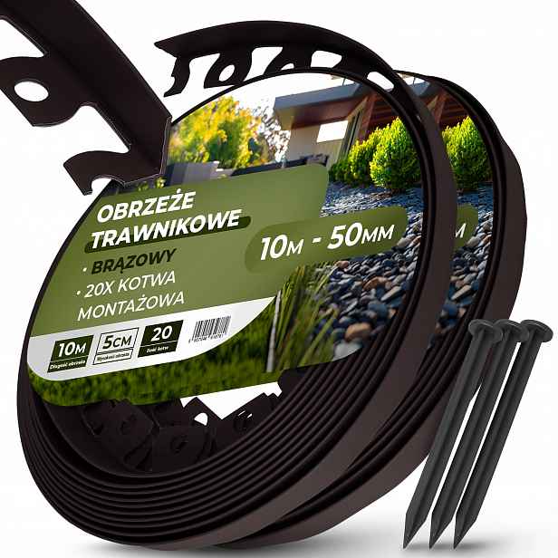 Trávníkový Lem 20 m 50 mm 40 x Kotvy Špendlíky Upevňovací kolíky Bronz Us-t