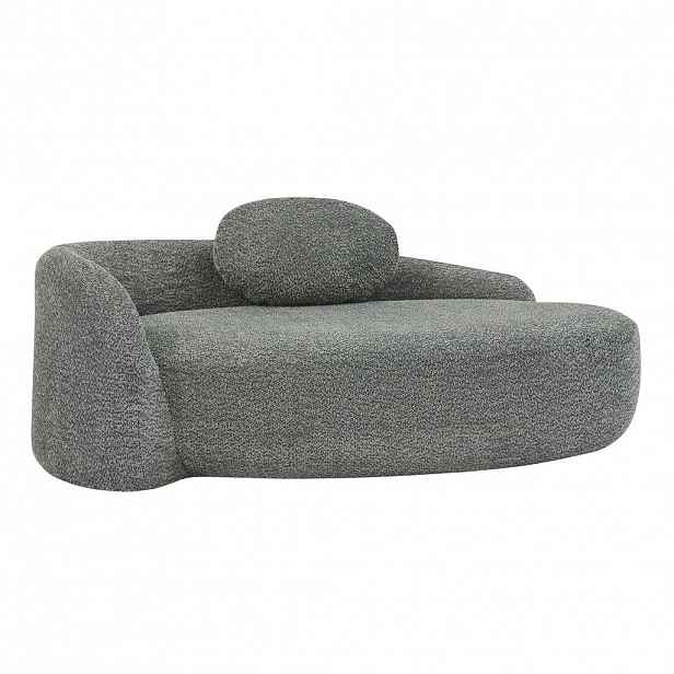 Urban Meuble LENOŠKA teddy fleece tmavě šedá zaoblená s polštáři