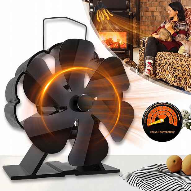 Ventilátor Pece Napájený Teplem, Tichý Krbový Ventilátor Se 6 Čepelemi