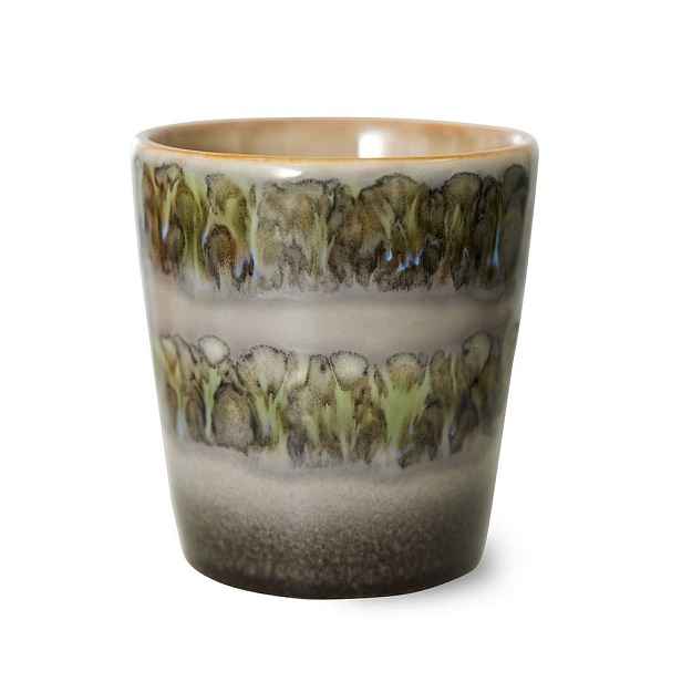 Zeleno-šedý retro hrnek na kávu Coffee 70s Fern - Ø 7,5*8cm / 230 ml  HKLIVING