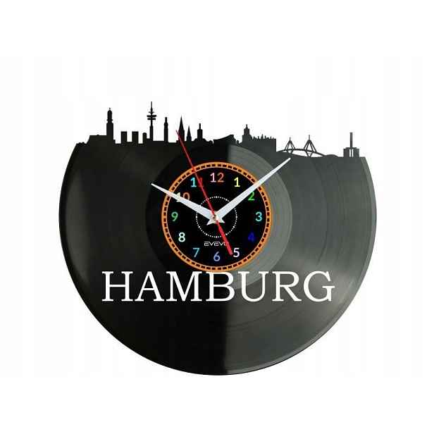 Hamburk Dárek Originální dekorace do domu Hodiny z vinylové desky