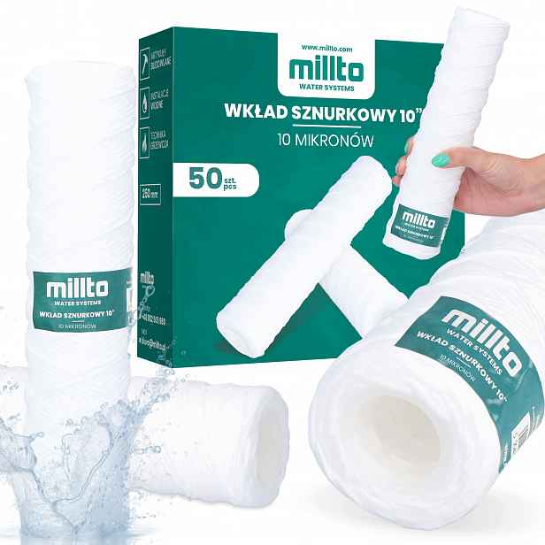 50 x Vodní Filtr Provázková Patrona 10'' Filtrující 10 mikronů Pp Předběžná Osmóza