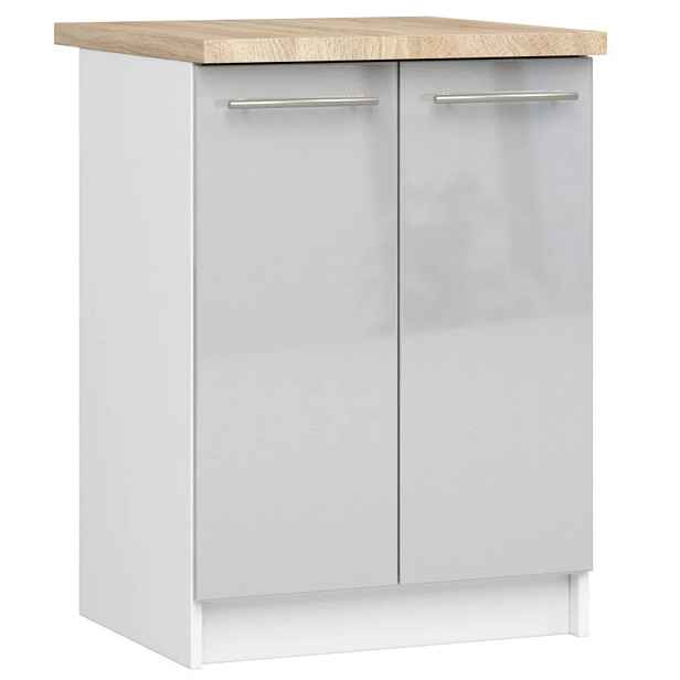 Dolní kuchyňská skříňka 60 cm VERMINA - bílá / světle šedá lesklá