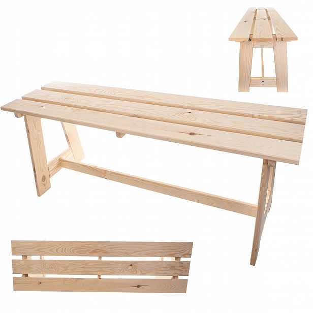 Dřevěná Parková Zahradní Lavička Bez Opěradla 119 CM Terasová Lavička Pevná