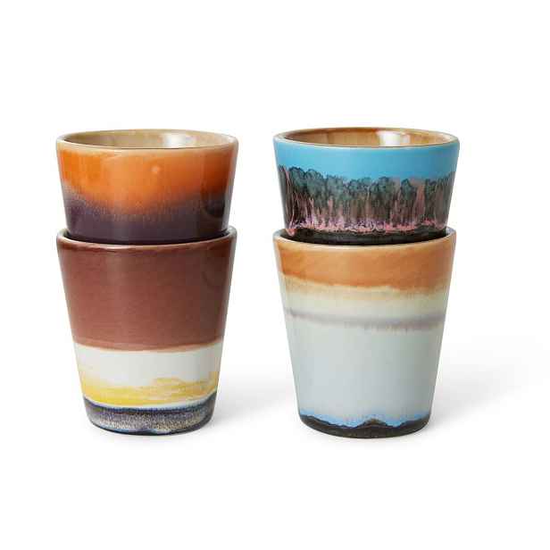 Set 4ks retro hrnek na Ristretto 70s Solar - Ø 5,8*6,2cm / 80 ml  HKLIVING