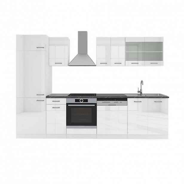 Vicco KUCHYŇSKÝ KOUT R-Line Bílá vysoký lesk/bílá 300 cm , PD Antracit