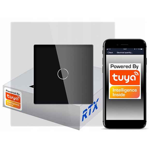 Dotykový spínač Černý 1obj. ZigBee Tuya Rtx Sh