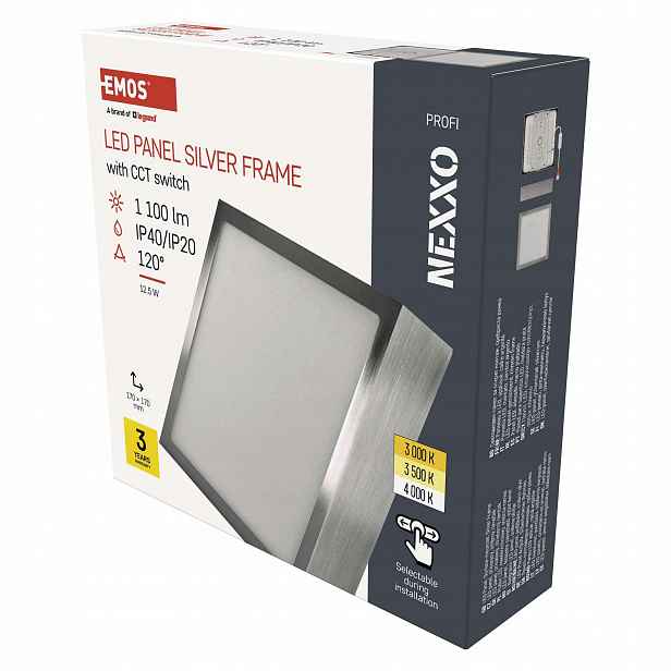 Emos Nexxo Led stropní svítidlo 12,5 W, 17×17 cm, nikl