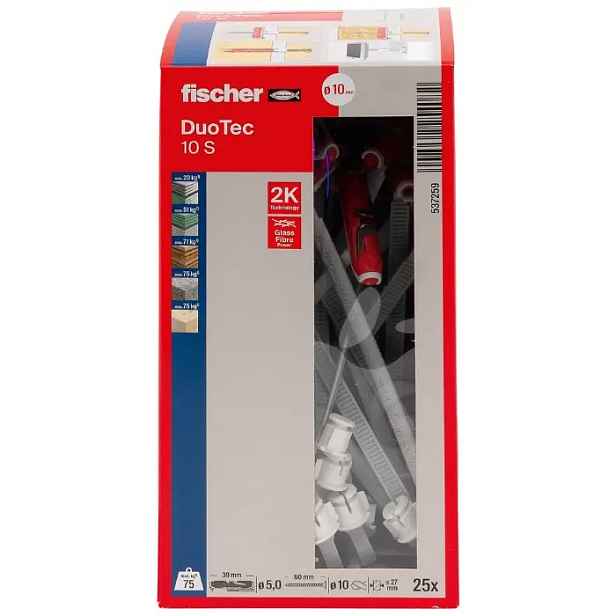 Fischer DuoTec 10 S s vrutem, upínací kolík pro Gk, Osb, Mdf, 25 ks