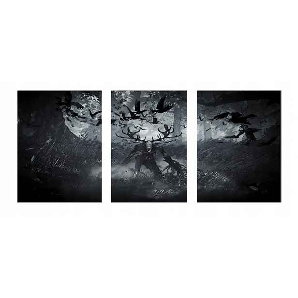 Obraz na zeď Zaklínač 3 Divoký hon, The Witcher triptych 70x150 cm