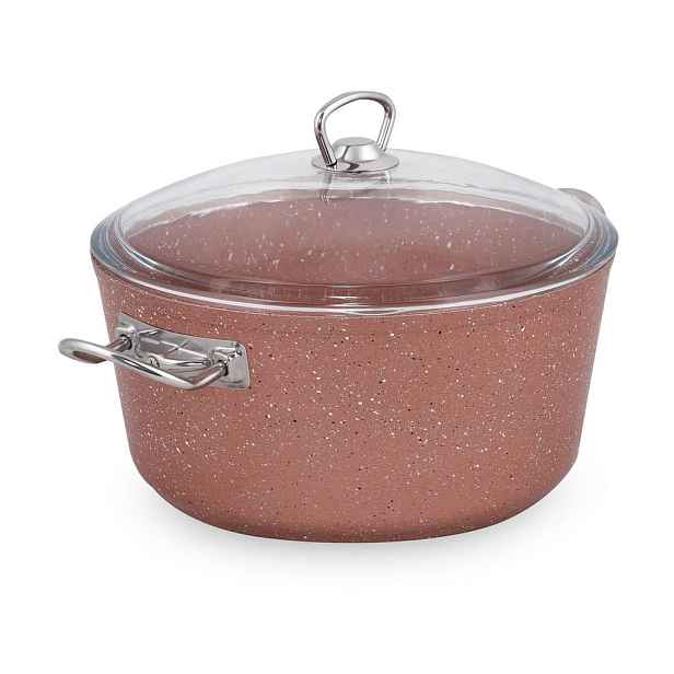 Růžový hliníkový hrnec s poklicí Güral Porselen Classic, ø 26 cm