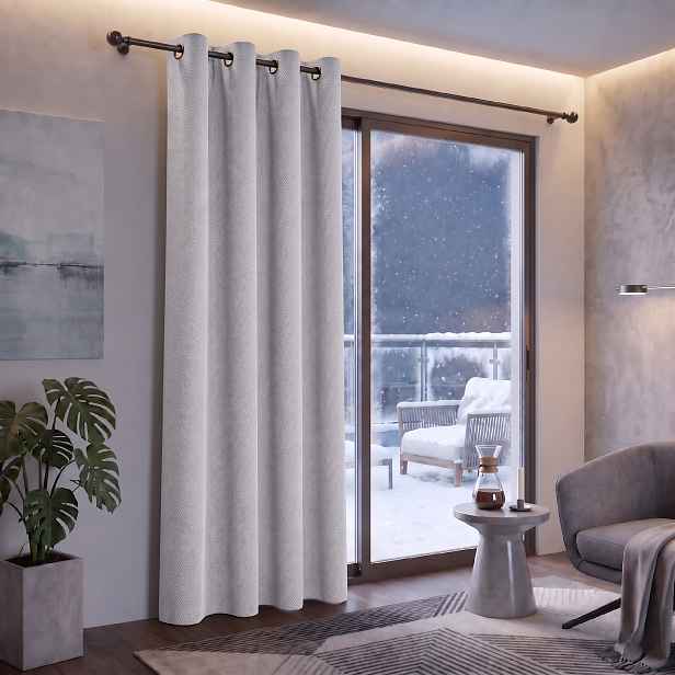 Termoizolační blackout závěs POLAIRE světle šedý 135×260 cm na kroužky