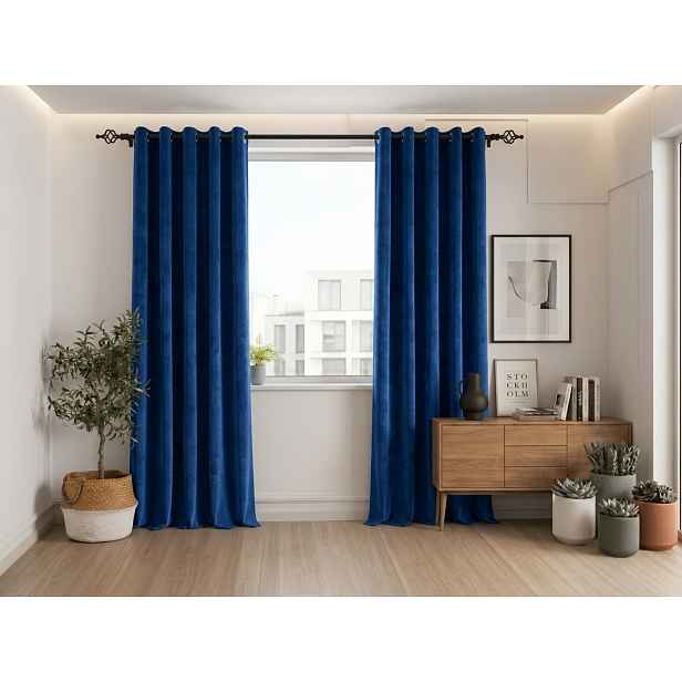 Zatemňovací závěs ELVIO VELVET 140x250 cm, námořnicky modrý Zavěšení: Řasící páska