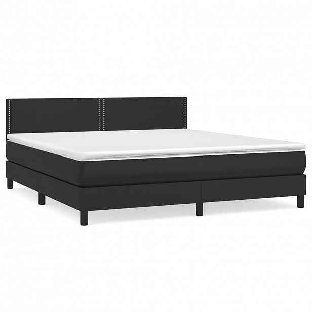vidaXL Box spring postel s matrací černá 180x200 cm umělá kůže