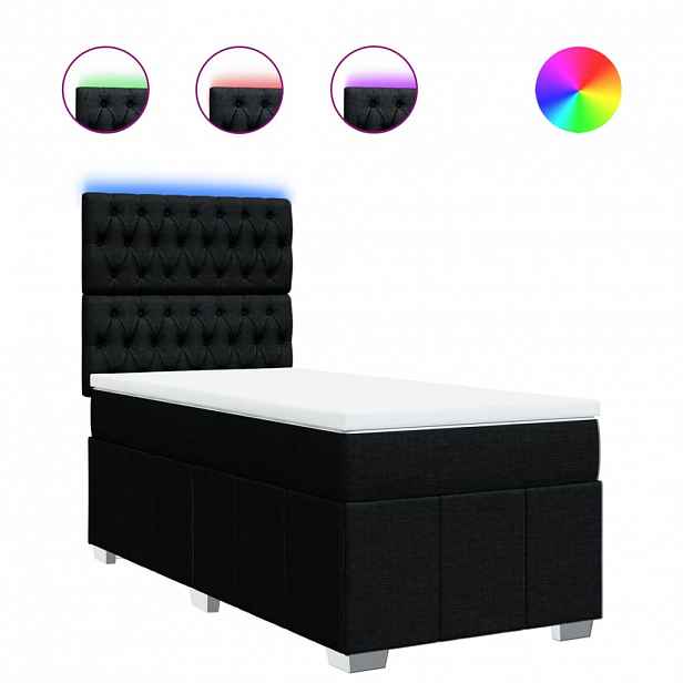vidaXL Box spring postel s matrací černá 80 x 200 cm textil