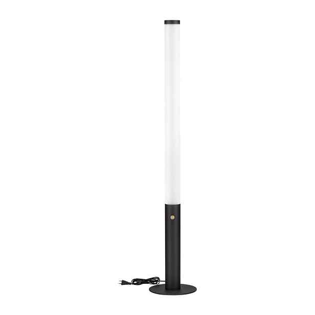Matně černá ocelová LED stmívatelná stojací lampa se stínidlem z akrylového skla (výška 141 cm) Glaze – Nova Luce