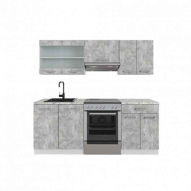 Vicco KUCHYŇSKÝ KOUT R-Line Beton/bílá 200 cm s pracovní deskou