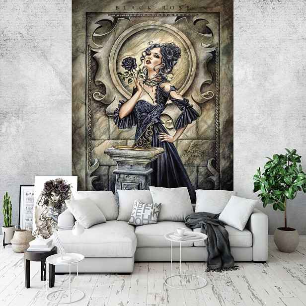 Vinylová Fototapeta 184x254 Dívky Žena v černé a černé růži