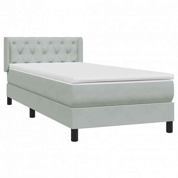 vidaXL Box spring postel s matrací světle šedá 80x220 cm samet