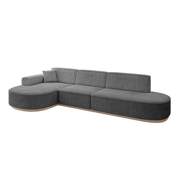 ALTDECOR ROHOVÁ SEDAČKA s otomanem, levá MARI-L2-v1 328x171x83 Tmavě šedá Manšestr