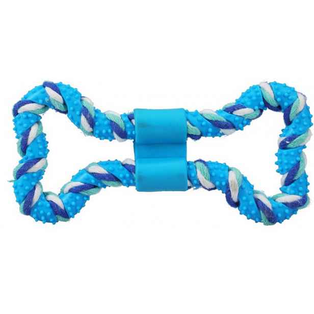 Hračka pro psa Přetahovací kost 19 cm, modrá/růžová