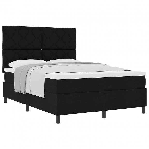 vidaXL Postel s boxspringem s čelo Černá 140 x 190 cm textil