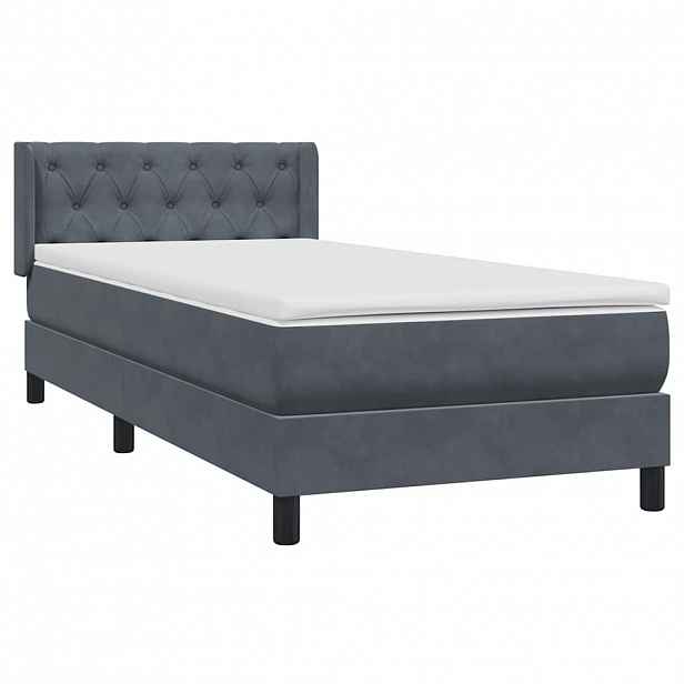 vidaXL Box spring postel s matrací tmavě šedá 80x220 cm samet