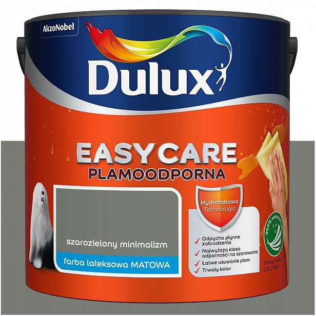 Barva na stěny odolná vůči skvrnám Dulux Easycare Šedozelená Minimalismus 2,5L