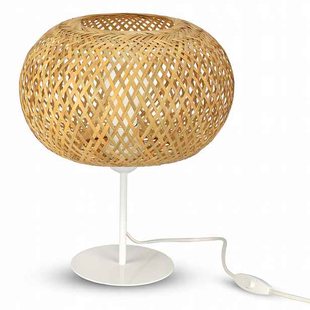 Noční stolní lampa na stůl 581-L1 Led E27 Boho Bambus Přírodní Pletená