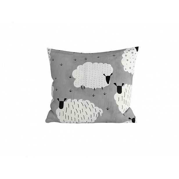 Polybavlněný povlak na polštář WHITE SHEEPS 45x45 cm, šedý