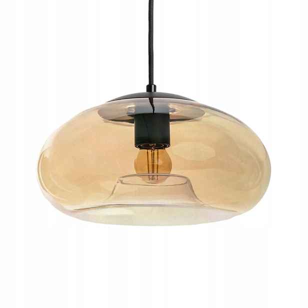 Závěsná skleněná medová lampa kulatá 28 cm nad stůl, barový ostrov Abruzzo