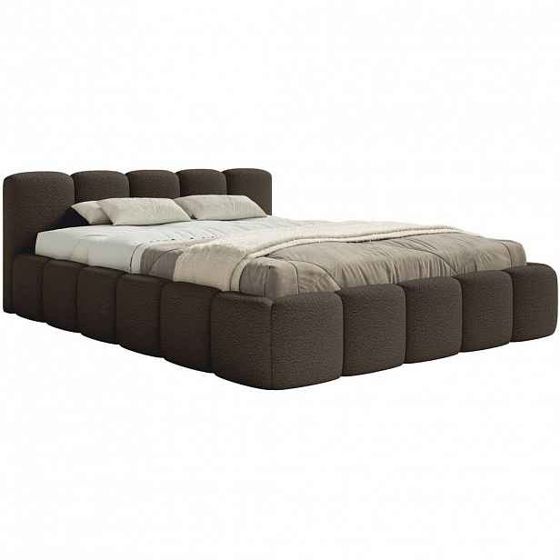 Selsey ČALOUNĚNÁ POSTEL Cloudy Low Hnědá, potah Bouclé 140x200