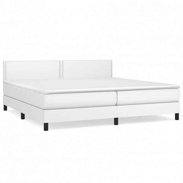 vidaXL Box spring postel s matrací bílá 200x200 cm umělá kůže