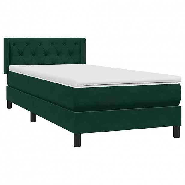 vidaXL Box spring postel s matrací tmavě zelená 80x220 cm samet