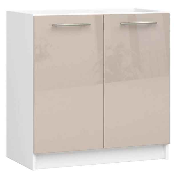 Dřezová skříňka 80 cm VERMINA - bílá / cappuccino lesklá