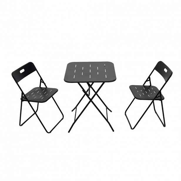 Modfu BALKONOVÝ bistro set z oceli 60x60x73 cm černý, skládací, 2 židle a stůl pro 2 osoby