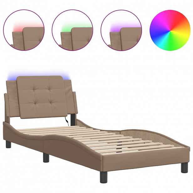 vidaXL Rám postele s LED bez matrace Zadar cappuccino 90 x 190 cm