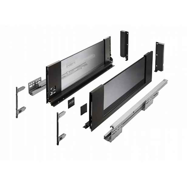 Šuplík Gtv Axis Pro Glass Střední H116 400 MM Skleněná S Tlumením Dovírání Černá