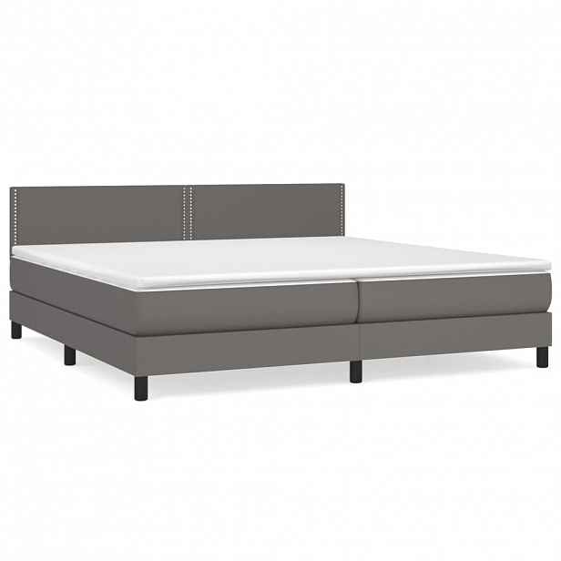 vidaXL Box spring postel s matrací šedá 200x200 cm umělá kůže