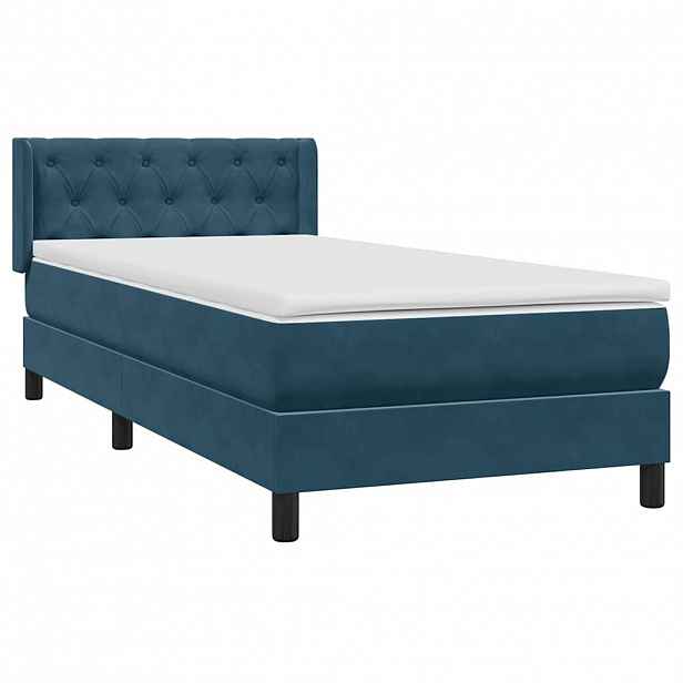 vidaXL Box spring postel s matrací tmavě modrá 80x220 cm samet