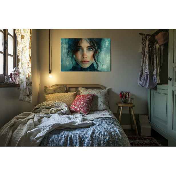 Plakát Tajemný Portrét Modré Oči Žena 100x75