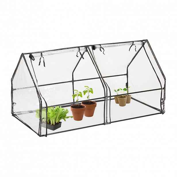 Relaxdays PAŘENIŠTĚ Transparentní Černá PVC Železo 2 dveře 180 cm