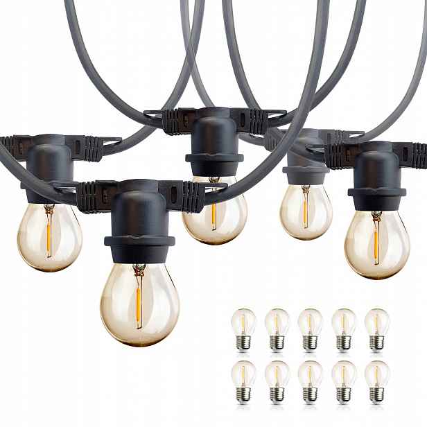 Set Zahradní girlanda Bloom 2 10 m 10x Led žárovka E27 1 W teplá barva