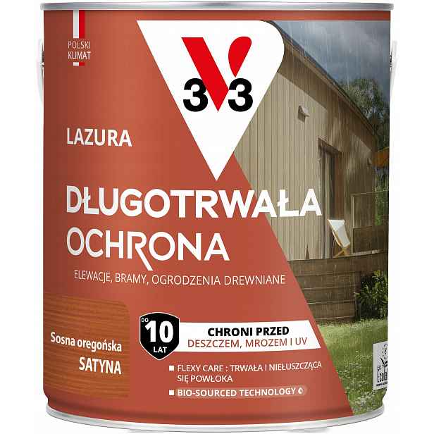 V33 Lazura Dlouhodobá ochrana 10 let Borovice Oregonská saténová 2.5 L