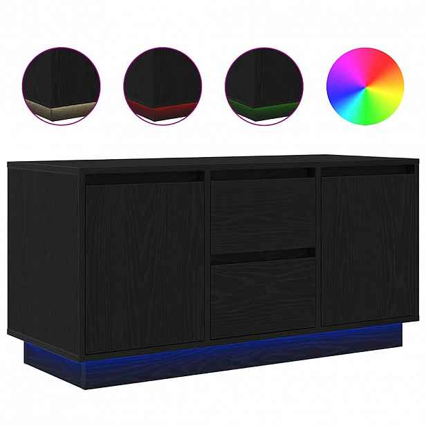 vidaXL TV skříňka s LED osvětlením černý dub 100x41x50 cm